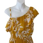 Old Navy Gold Tropical Print Hibiscus Ruffle Midi Dress Photo 2