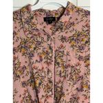Jessica Simpson  Women's Pink Floral Short Sleeved Button Up, Tie Top, Viscose, L Photo 2