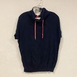 Lisa Todd Sweater Womens XS Navy Blue Short Sleeve Cotton Cashmere Pullover Top Photo 0