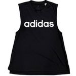 Adidas  Black Sleeveless Tank with White Logo Graphic Size Small Photo 5