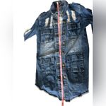 Tanming women's Casual Distressed Denim jacket Ripped Jean‎ Jacket Coat size Xs Blue Photo 7