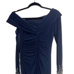 Mac Duggal NEW NWT  One Shoulder Long Sleeve Jersey Gown In Midnight Navy Photo 7