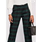 Free People  Women's Relaxed Slim Cargo‎ Pants Tapered Green Plaid Size 0 Belt Photo 2