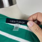 Cable & Gauge  Green White Stripe Knit 3/4 Sleeve Sweater Top Women Medium Photo 1