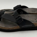 Mephisto Womens Helen Plus Sandal Size 36 US 6 Black Nubuck Leather Thong Slide Photo 0