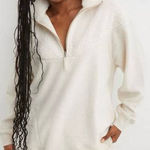 Aerie  Women’s Sz XXL‎ Cream Sherpa Holiday Hometown Quarter Zip Sweatshirt Photo 0