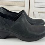 Merrell Emma Nubuck Leather Clog Slip On Black 6 Block Heel Photo 6