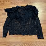 Mango Black Lace Long Sleeve Ruffle Blouse Size L USA 8 Gothic Photo 2