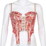 Amazon Floral Tapestry Print Coquette Fairycore Corset Top Bustier w/ Garter Straps Photo 5