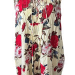 Umgee  USA Cream Floral Print‎ Sleeveless Dress Boho Lace Up Neck Size Medium Photo 0
