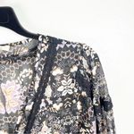 EASEL Black Floral Sheer Lace Inset Double Front Ties Kimono Cardigan Medium Photo 4