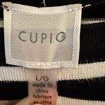 cupio Black White Striped Ruffle Sleeve Sweater Women’s Large Long Sleeve Photo 1