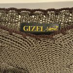 Gizel Olive Green and Brown Knit Flowy Sweater with Ruffle Hem size Large/XL Photo 4