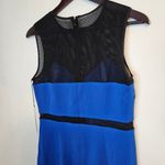 JAYGODFREY Blue Black Mini Dress Women's 10 Mesh Cutouts High Neck Cocktail Photo 4