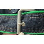 Venezia Denim Trench Coat Belted Green‎ Stitching Dark Wash Dress Size L Blue Size L Photo 3