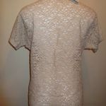 Chico's  Lace Back Top Becky Pullover Sweater Short Sleeve Fashion New Khaki NWT Photo 2