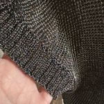 Vince Metallic Green Open Knit Dolman Sleeve Round Neck Pullover Top Extra Small Photo 6