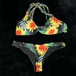 Tropical Floral Bikini Set Women’s Medium | Cross Back Bra & Cheeky Bottom Photo 0