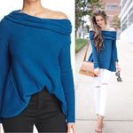 Free People teal cowl neck strawberry fields sweater size medium Photo 1