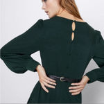 ZARA Bottle Green Wrinkled Look Feminine Fit Bloggers Favorite Dress size S Photo 11