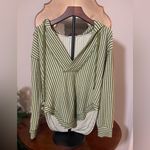 Pilcro Anthropologie Wharfside Striped Hooded Sweatshirt Olive Preppy Nautical Photo 3