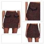 Veronica Beard  Adriel Houndstooth Flap Pocket Mini Skirt Women Size 4 Brown Photo 1