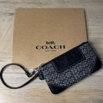 Coach Signature Black Gray C Monogram Logo Pouch Classic Vintage Wristlet Bag Photo 0