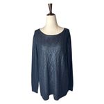 Club Monaco  Sweater Women Medium Navy Blue‎ Metallic Cable Knit Pullover Preppy Photo 1