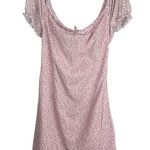 Strangers & Lovers Babydoll Mini Dress Sz Large Pink Floral Ruched Photo 2