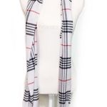 White Plaid Black Red Grid Print Wrap Scarf New Photo 2