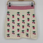 Love Shack Fancy  Pawley Skirt Size XS Ivory Pink Knit Mini Strawberry Cherry Print Photo 4
