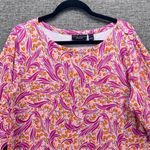 Susan Graver Womens Tunic Blouse Size XL Novelty Print Feminine Bateou Neck Pink Photo 1