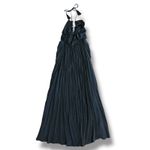 Entro Black Tassel Halter Ruched Maxi Dress L Crinkle Gauze, Lined, Style D16680 Photo 4