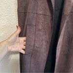 Magaschoni  Faux Suede chocolate brown vest,open front, pockets, oversized XS NWT Photo 10