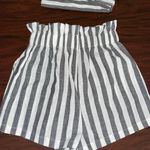 SheIn VCAY Stripe Rolled Hem Paperbag Belted Shorts Photo 2