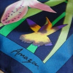 Amazon 100% silk hummingbird floral rainforest scarf Photo 4