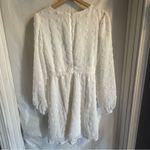 Lulus Always On Repeat White Clip Dot Long Sleeve Mini Dress Sz Medium Chiffon Photo 3