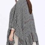 Torrid  one size gingham red stripe ruana black white ruffled edges acrylic nwt Photo 2