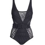 Becca New.  black lace crochet swimsuit. Medium. Retails $145 Photo 4