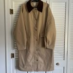 Maeve Anthropologie Heritage Trench Coat Tan Size Large Contrast Collar Brown Photo 2