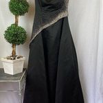 Cache Black & Sliver Maxi Formal Spaghetti Strap Rhinestone Embellished Dress 4 Photo 0