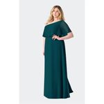 Azazie  Lizzy Pine A-Line One Shoulder Chiffon Maxi Dress Photo 2