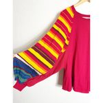 Free People We The  Rainbow Dreams Top Size Small Oversized Striped Knit Boho Photo 9