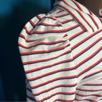 Buru Women’s Nautical Striped Puffed Sleeve Polo Stretch Dress Size M Preppy Red Size M Photo 3