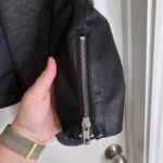 Theory Laura Lamb Leather Wool Cashmere Coat Jacket Size XS Edgy Moto Photo 6