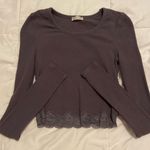 Free People  Women's Gray Cropped Long Sleeve Ribbed Crop Top Size XS Photo 0
