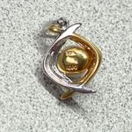 14k Gold Pearl Pendant Two Tone Diamond Shape Elegant Luxury Fine Photo 4