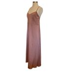 Azazie Mei A-Line V-Neck Stretch Satin Dress In Bronzer Photo 4