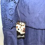 Blush HINT OF  Navy Blue Floral Crochet Off The Shoulder Romper Small NWT Photo 9