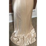 David's Bridal  Bridesmaid Dress Size 4 Beige Satin Charmeuse sleeveless prom Photo 2